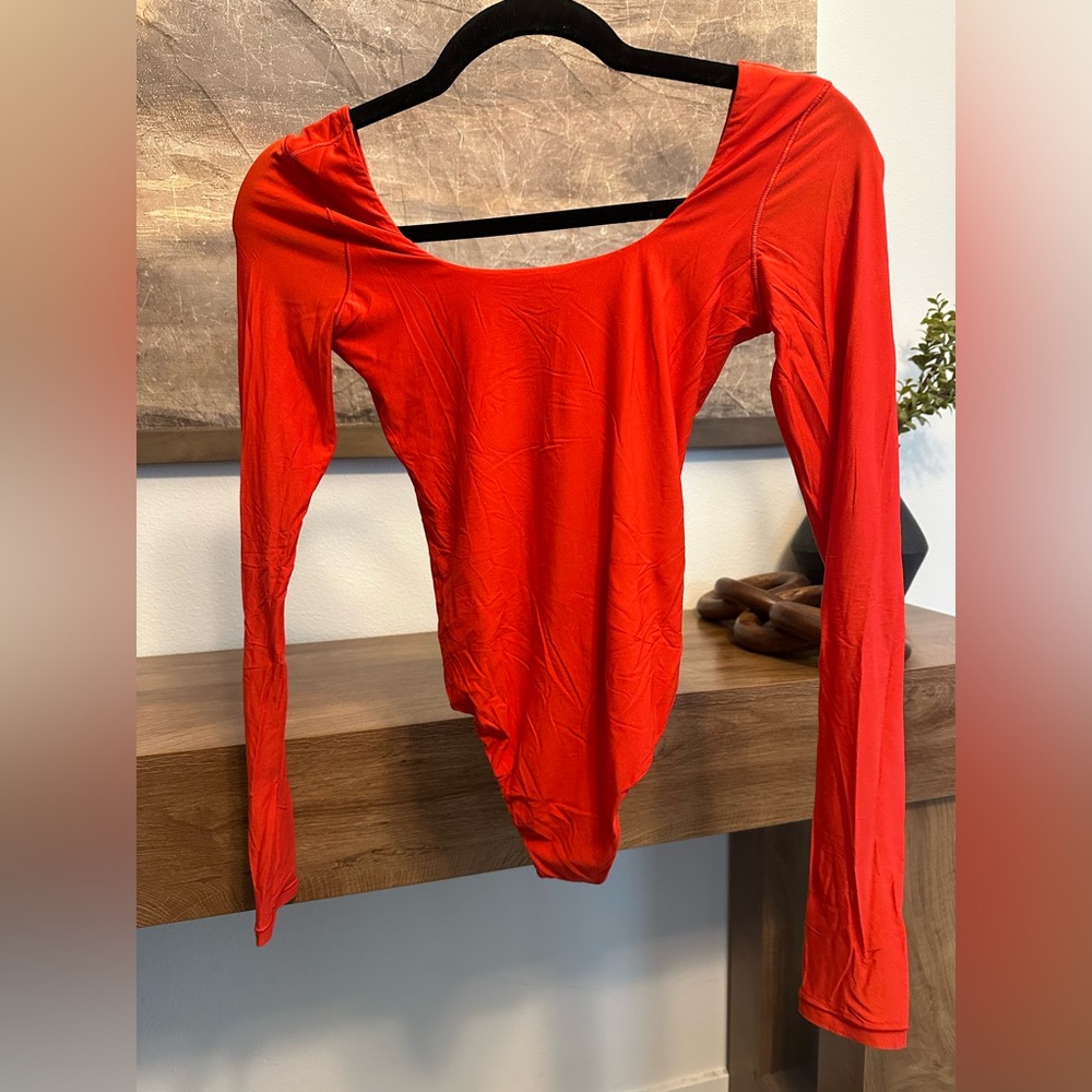 Aerie Smoothez Bright Red Long Sleeve Bodysuit